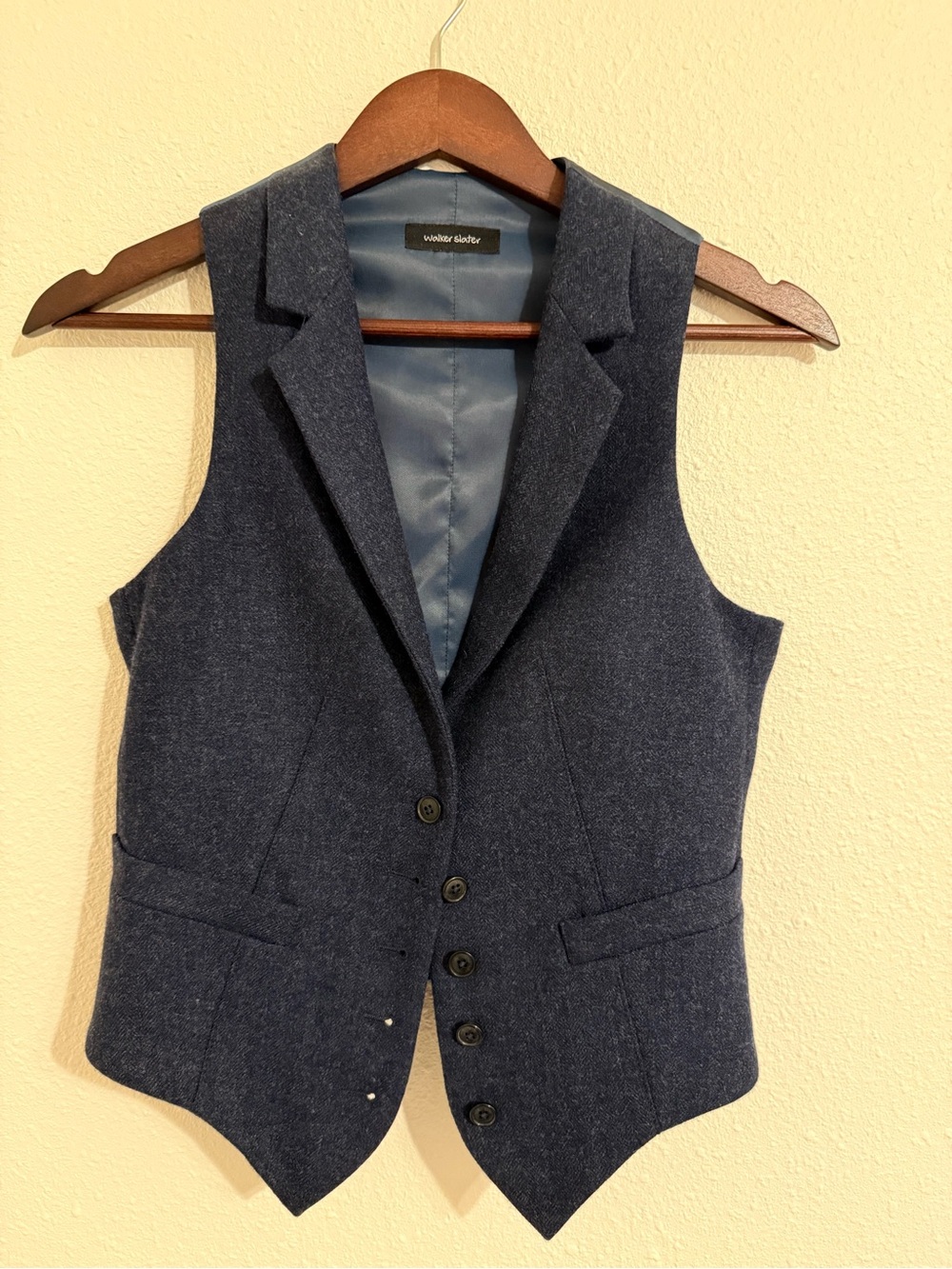 Walker Slater Iona Navy Blue Wool Blend Tailored Vest (UK 6)